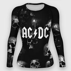Рашгард женский AC DC - черные черепа, цвет: 3D-принт