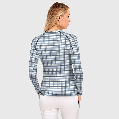Женский рашгард Светлый бело-синий паттерн клетчатый / 3D-принт – фото 4