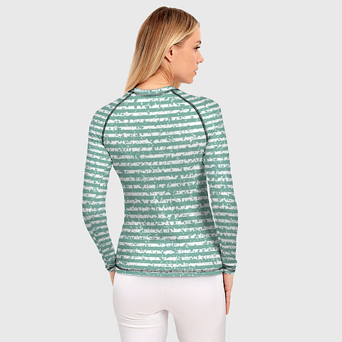 Женский рашгард Бело-бирюзовый морской в полоску / 3D-принт – фото 4