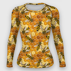 Рашгард женский Соты со пчелами, цвет: 3D-принт