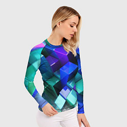 Рашгард женский Неоновые кубы текстура, цвет: 3D-принт — фото 2