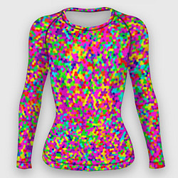 Рашгард женский Паттерн разноцветная мелкая мозаика, цвет: 3D-принт