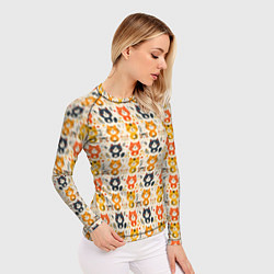 Рашгард женский Разноцветные котята ретро узор, цвет: 3D-принт — фото 2