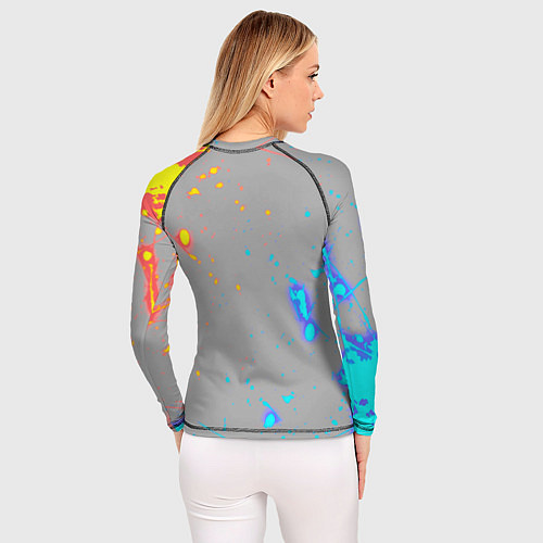 Женский рашгард Герб рф огонь краски / 3D-принт – фото 4