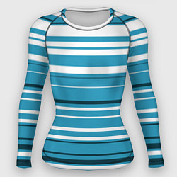 Рашгард женский Бело-голубой в полоску, цвет: 3D-принт