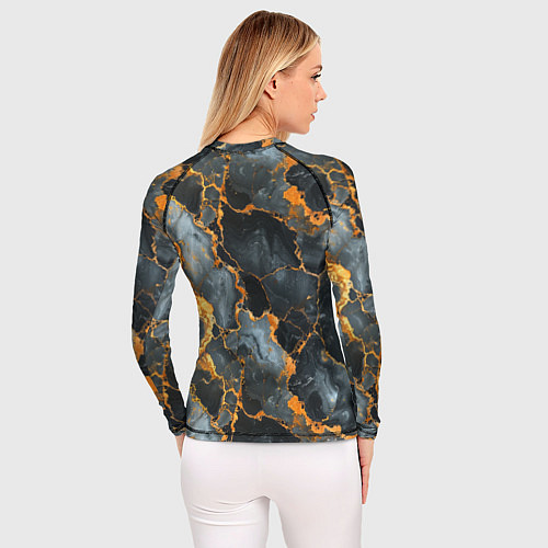 Женский рашгард Черный мрамор с золотом / 3D-принт – фото 4