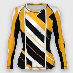 Женский рашгард Black and yellow stripes on a white background