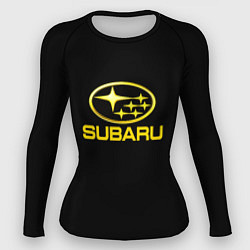 Рашгард женский Subaru logo yellow, цвет: 3D-принт