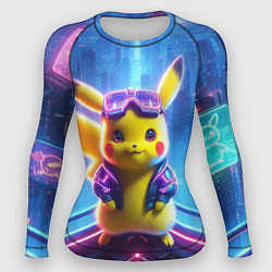 Рашгард женский Прикольный Пикачу на крыше небоскрёба - нейроарт, цвет: 3D-принт