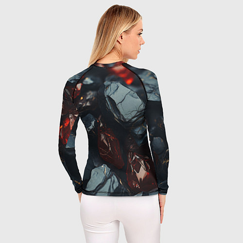 Женский рашгард Темные блестящие абстрактные камни / 3D-принт – фото 4