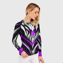Рашгард женский Фиолетово-белые ломаные клыки, цвет: 3D-принт — фото 2