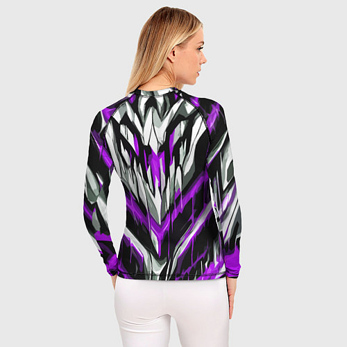 Женский рашгард Фиолетово-белые ломаные клыки / 3D-принт – фото 4