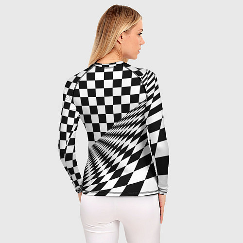 Женский рашгард Шахматная психоделика иллюзия / 3D-принт – фото 4