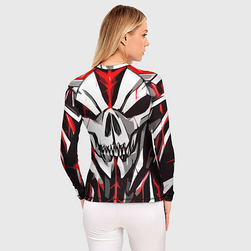 Женский рашгард Белый череп и красные полосы на чёрном фоне / 3D-принт – фото 4