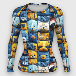 Рашгард женский Пэчворк с мордашками енотов, цвет: 3D-принт