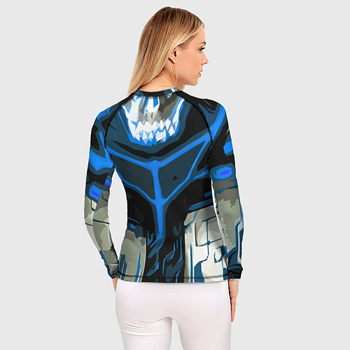 Женский рашгард Blue stripes on a black and white background / 3D-принт – фото 4