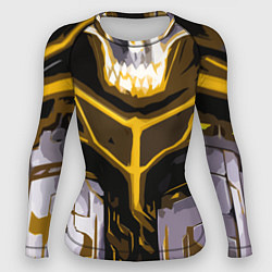 Рашгард женский Yellow stripes on a black and white background, цвет: 3D-принт