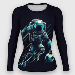 Рашгард женский Космонавт играет в футбол в космосе, цвет: 3D-принт