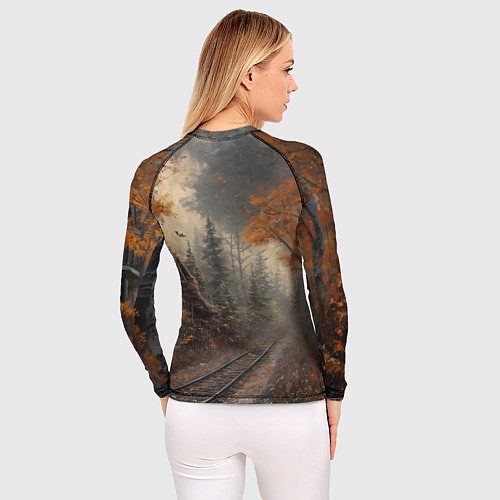 Женский рашгард Ретро иллюстрация с паровозом / 3D-принт – фото 4