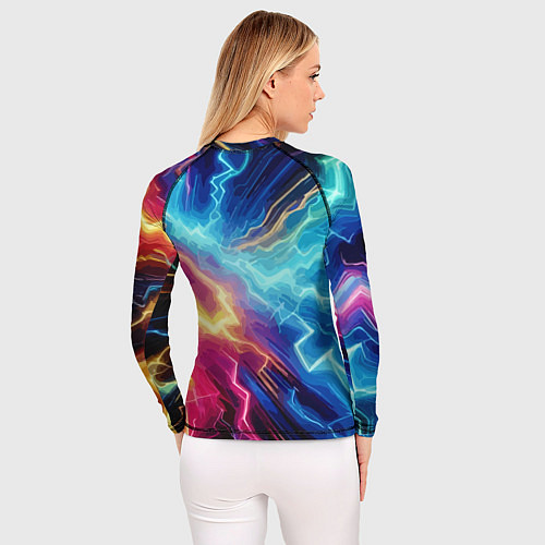 Женский рашгард Разряд неоновых молний - нейроарт / 3D-принт – фото 4
