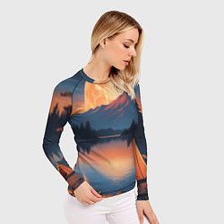 Рашгард женский Костер на берегу озера, цвет: 3D-принт — фото 2