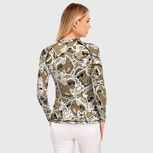 Женский рашгард Патерн новогодняя капибара в бежевом / 3D-принт – фото 4