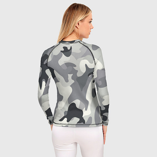 Женский рашгард Бело-серый камуфляж / 3D-принт – фото 4