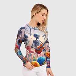 Рашгард женский Соло скелета на гитаре - сюрреализм, цвет: 3D-принт — фото 2