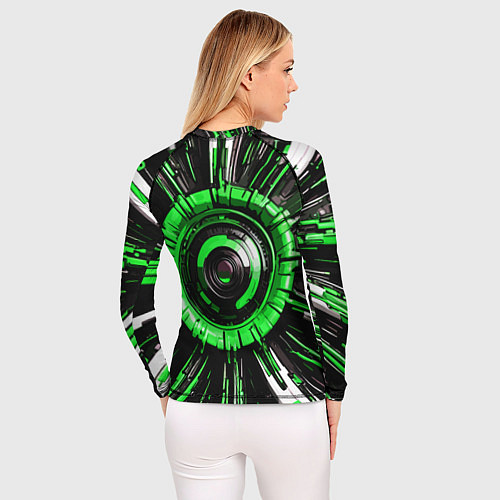Женский рашгард Чёрно-зелёная сфера киберпанк / 3D-принт – фото 4