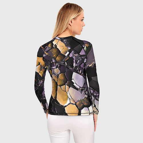 Женский рашгард Чёрно-жёлтый камень / 3D-принт – фото 4