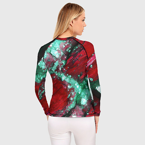 Женский рашгард Голубой минерал в красном камне / 3D-принт – фото 4