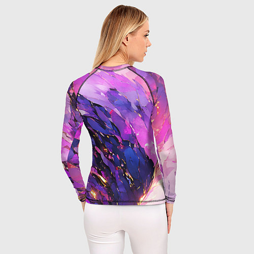 Женский рашгард Фиолетово-розовая абстракция / 3D-принт – фото 4