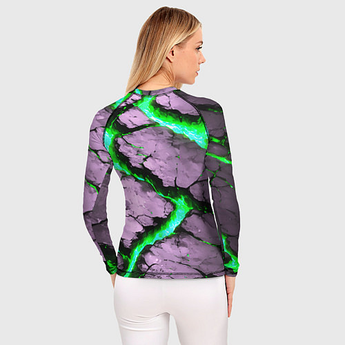 Женский рашгард Треснувший камень зелёный / 3D-принт – фото 4