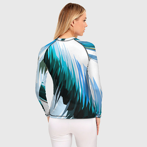 Женский рашгард Чёрно-синие острые полосы на белом фоне / 3D-принт – фото 4