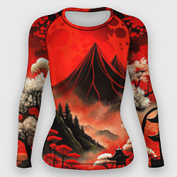 Рашгард женский Япония природа в красном цвете, цвет: 3D-принт