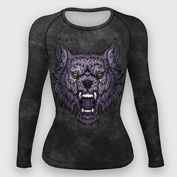 Женский рашгард Яростный волк на темном фоне