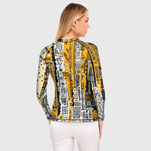 Женский рашгард Cyberpunk pattern yellow / 3D-принт – фото 4