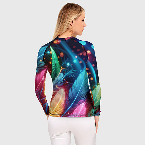 Женский рашгард Яркие красочные неоновые перья / 3D-принт – фото 4