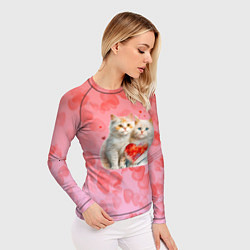 Рашгард женский Котята и сердечки, цвет: 3D-принт — фото 2