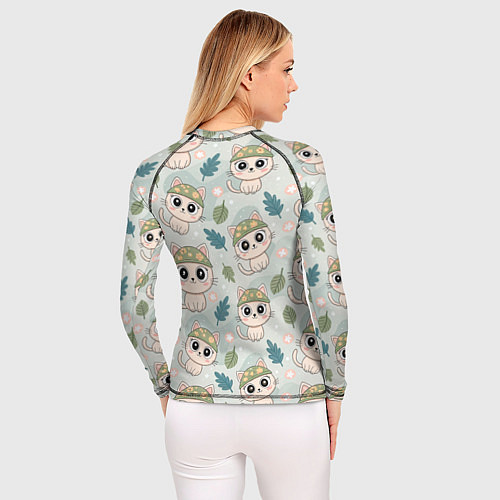 Женский рашгард Кошачий камуфляж каваи / 3D-принт – фото 4