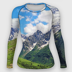 Рашгард женский Домбай - горный пейзаж на Северном Кавказе, цвет: 3D-принт