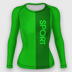 Рашгард женский Sport зелёный с полосой, цвет: 3D-принт