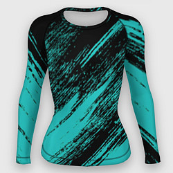 Рашгард женский The color is black and light blue, цвет: 3D-принт