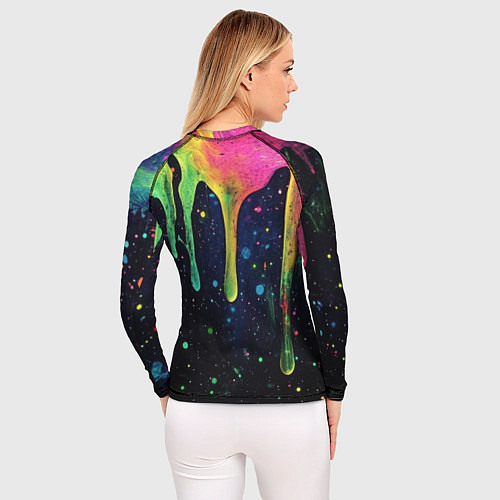 Женский рашгард Разноцветные потеки краски / 3D-принт – фото 4