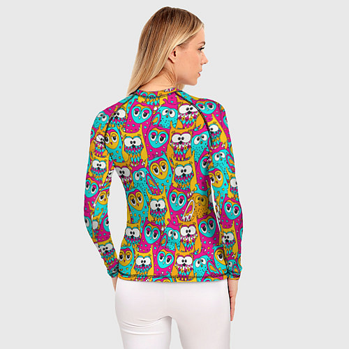 Женский рашгард Разноцветные совы мультяшные / 3D-принт – фото 4