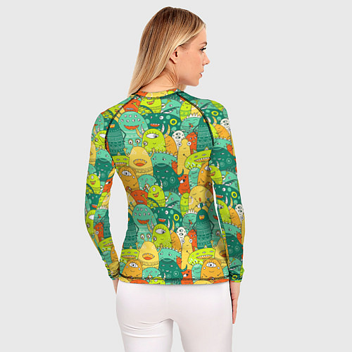 Женский рашгард Весёлые монстрики пришельцы / 3D-принт – фото 4