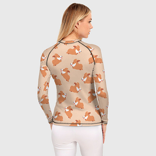 Женский рашгард Паттерн с забавными щенками породы корги / 3D-принт – фото 4