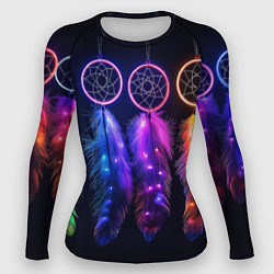 Рашгард женский Ловцы снов - свечение перьев, цвет: 3D-принт