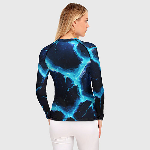 Женский рашгард Голубая потертая текстура с разломом / 3D-принт – фото 4