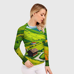 Рашгард женский Русская душа и поле, цвет: 3D-принт — фото 2